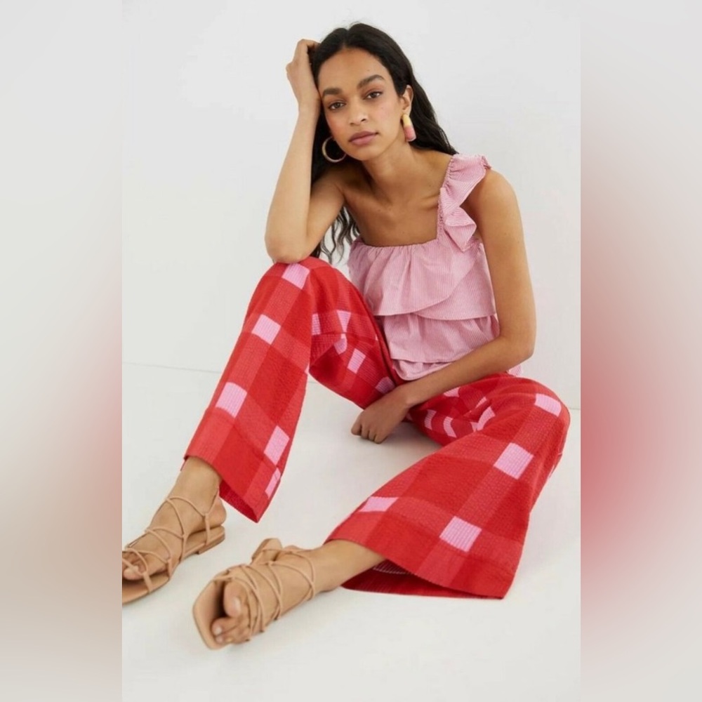 Anthropologie Porridge Preppy Plaid Wide-Leg Pants